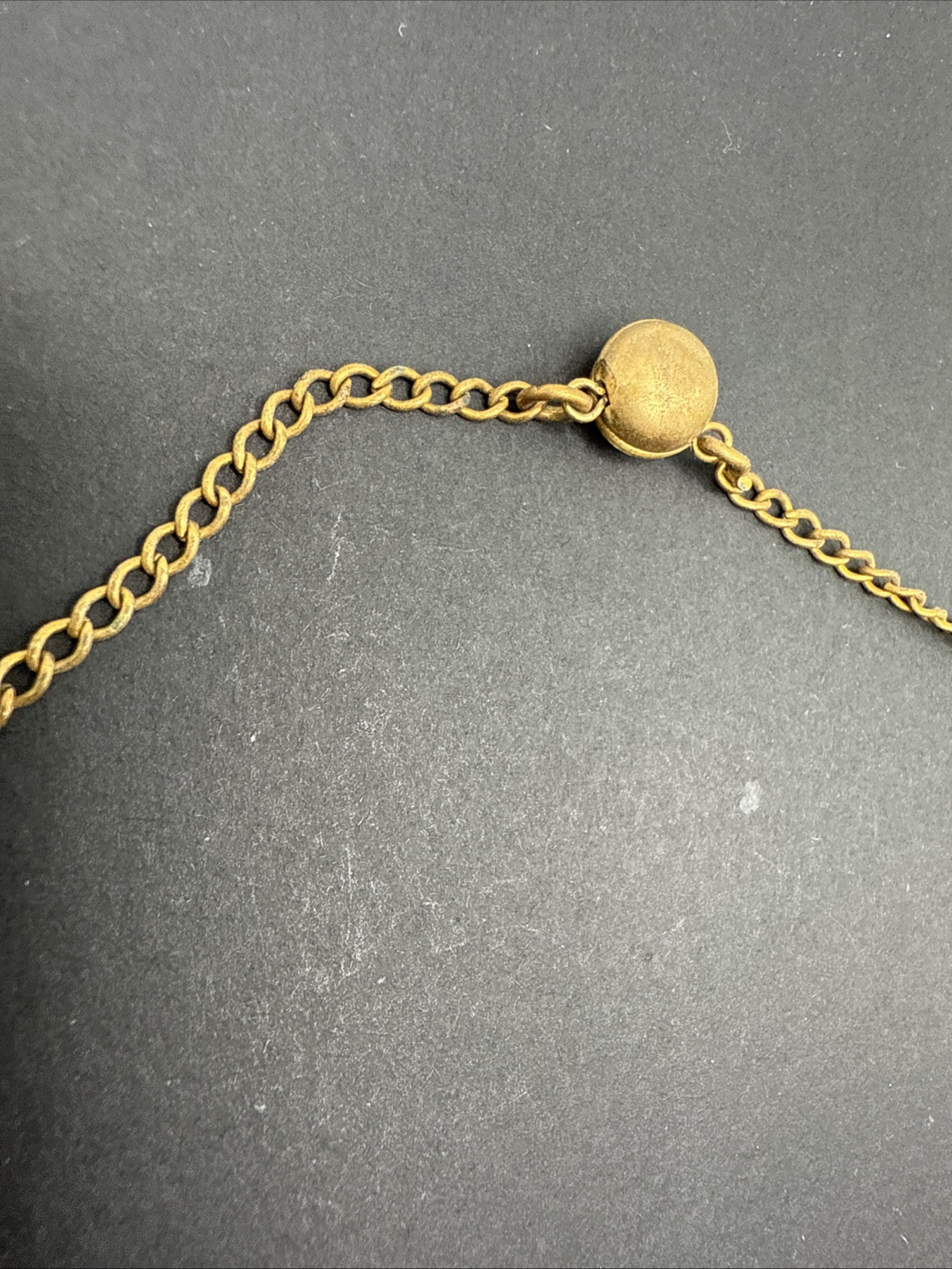 Antique Pink Moonstone Festoon Necklace Gold Tone 14” J114
