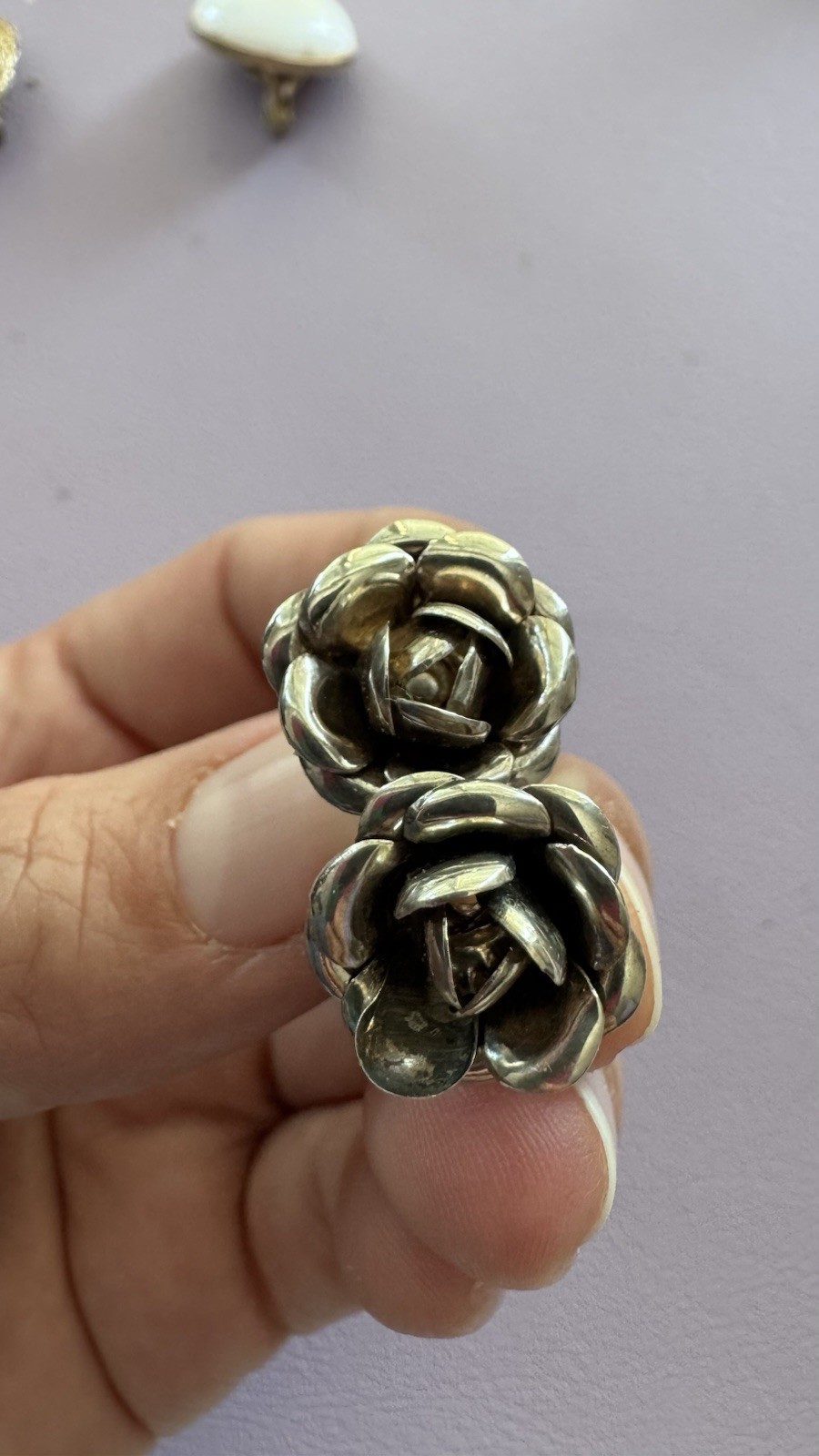 Vintage Sterling Sterling Flower Earrings Screw Back None Pierced Ears Handmade