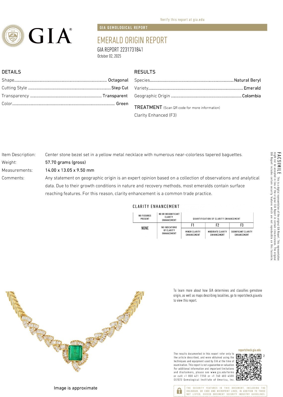 GIA 12.60ct Colombian Emerald 6.0ctw Diamond 14K Gold Collar Choker Necklace