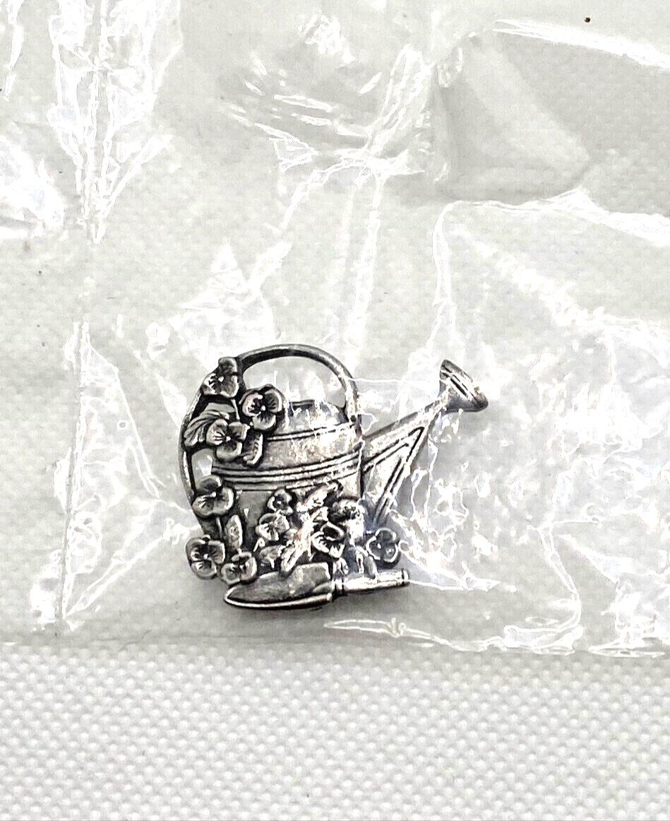 NEW Vintage BIRDS AND BLOOMS Brooch Watering Can with Flowers Pin 2000