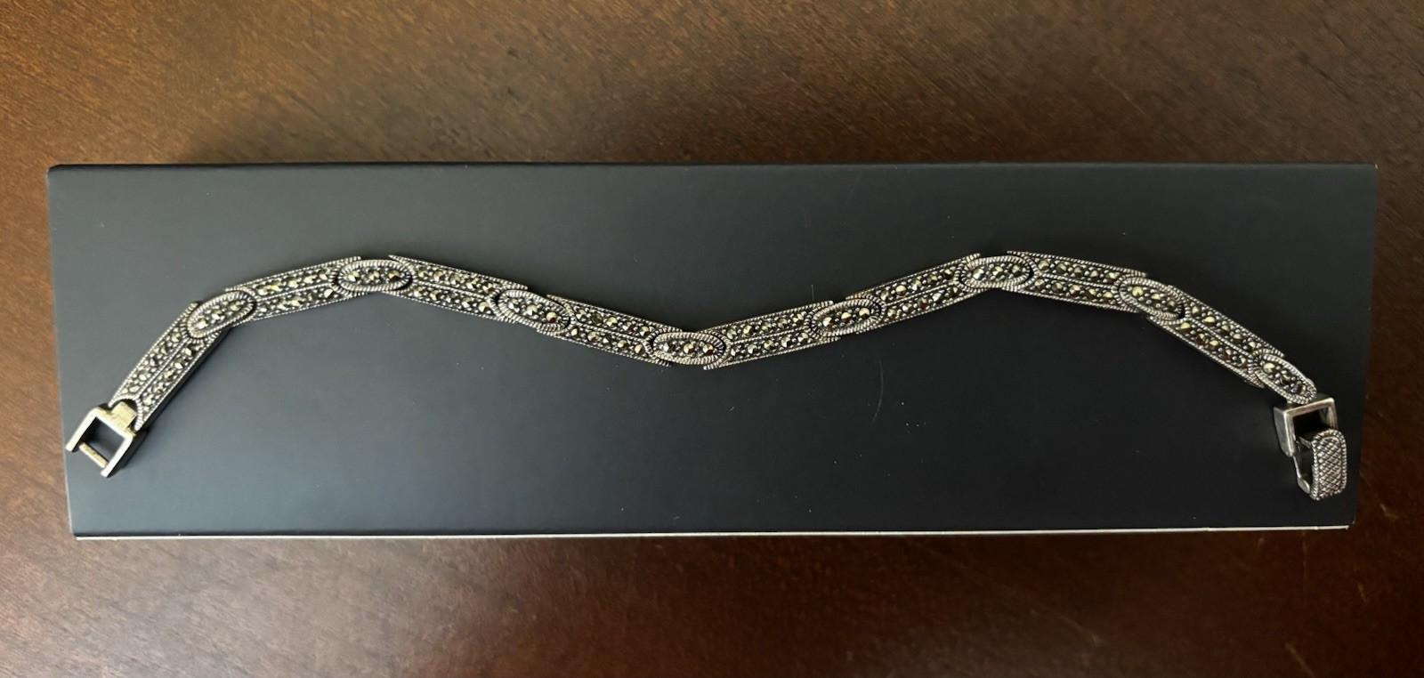 Vintage Sterling Silver 925 Marcasite Bracelet 7.25″