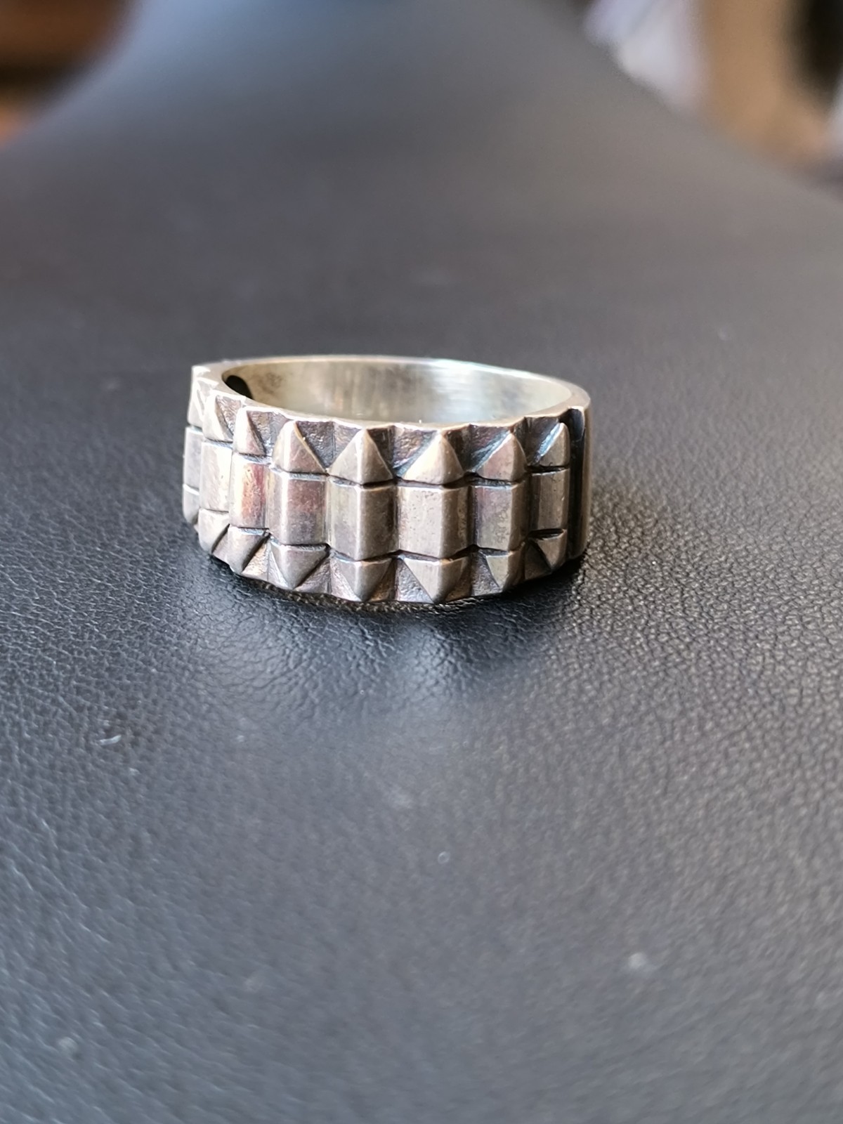 VTG Handmade Sterling Silver 925 Geometric 3D Ring Unbranded Sz 7.75