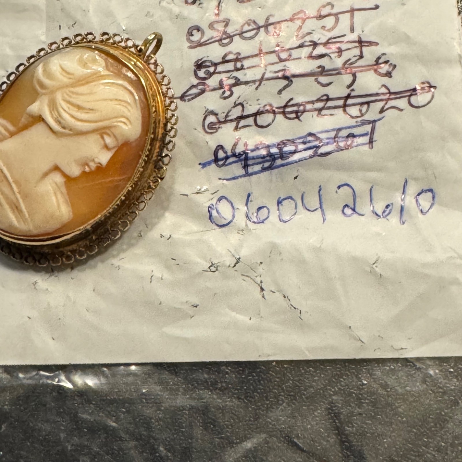 Victorian Cameo Lace Border Pendant Brooch A&Z 1/20th 12K Gold Filled 1.25″