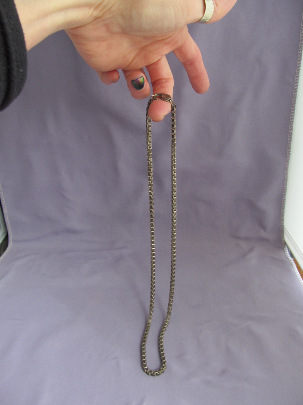 VINTAGE HUGE MENS HEAVY CHUNKY STERLING BOX CHAIN NECKLACE 4MM 23 1/2″ 50g