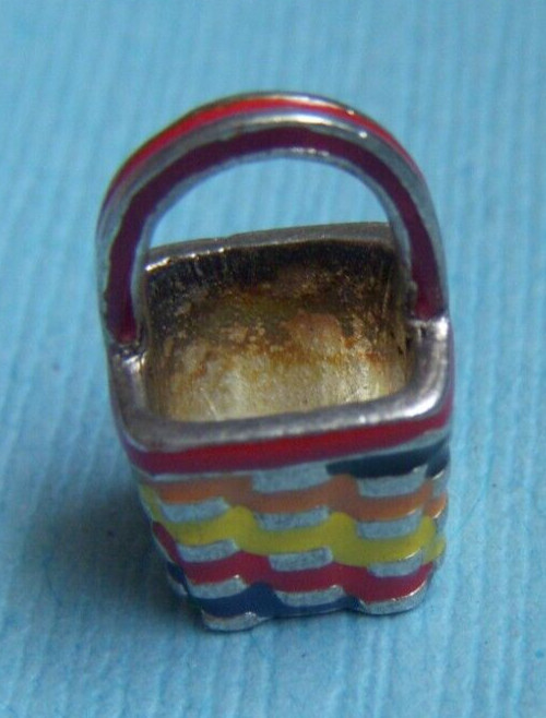 Vintage enamel Autumn Brown County Basket sterling charm