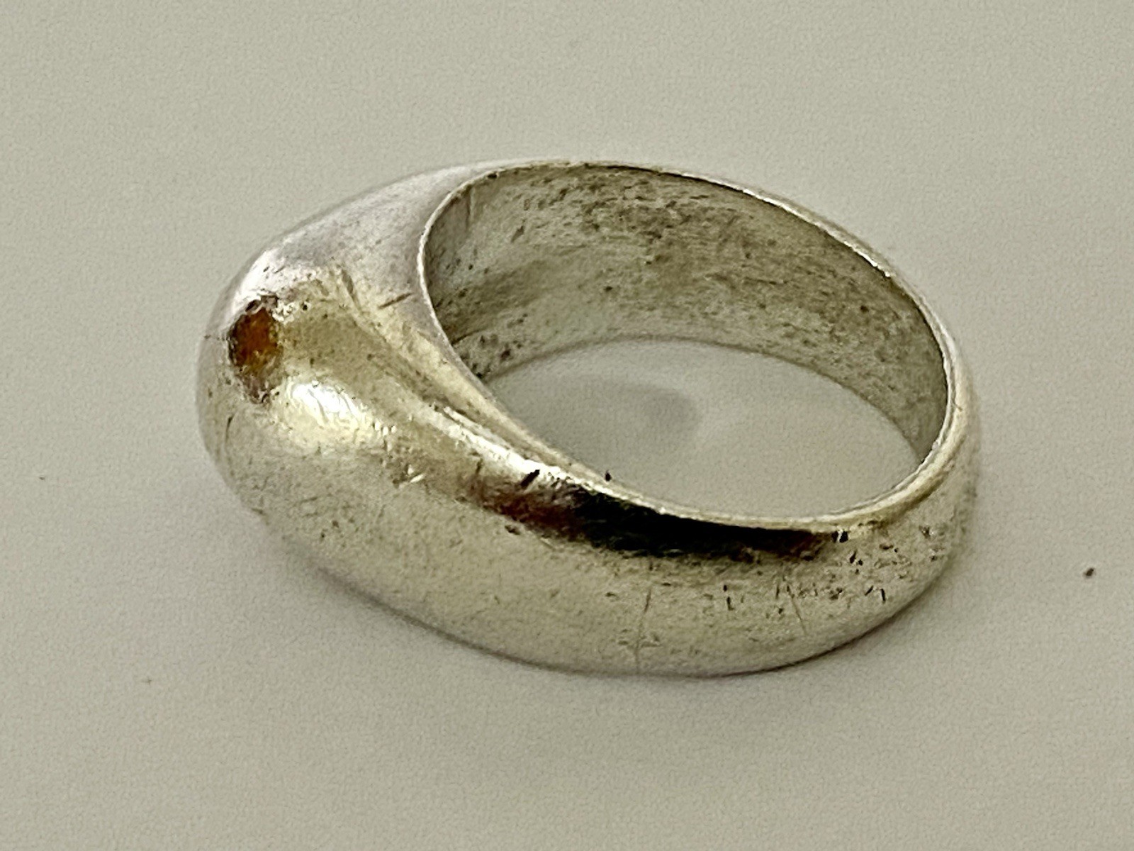 Vintage Sterling Silver Heavy 12.4gr Curved Smooth Dome Ring Size 6.5