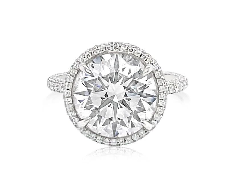 Glittering White Brilliant Cut 7.16CT Moissanite Engagement Halo Ring 925 Sliver