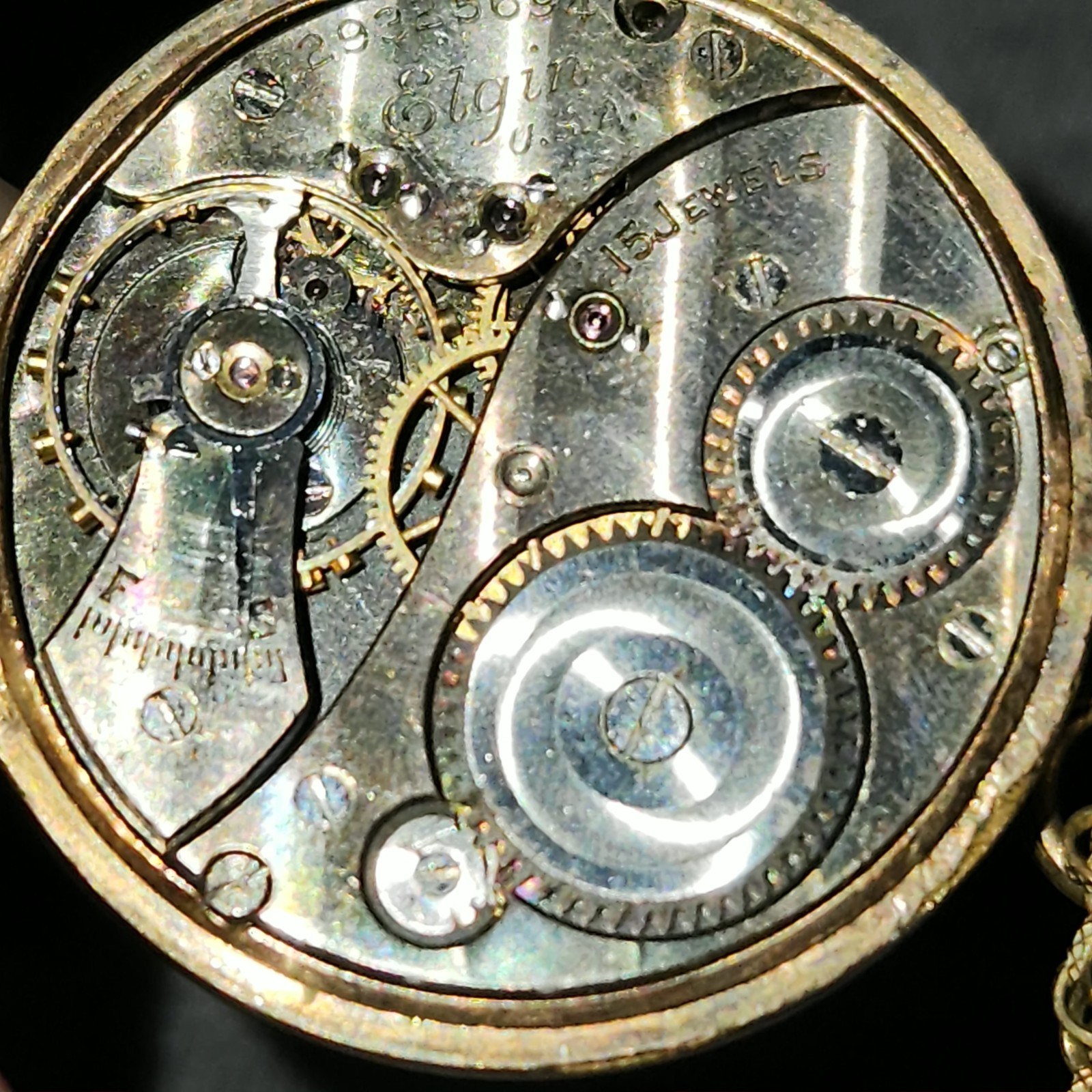 Elgin 12k Pocket Watch Pendant 15 Jewels Second Hand Not Moving/ Cannot Set Time