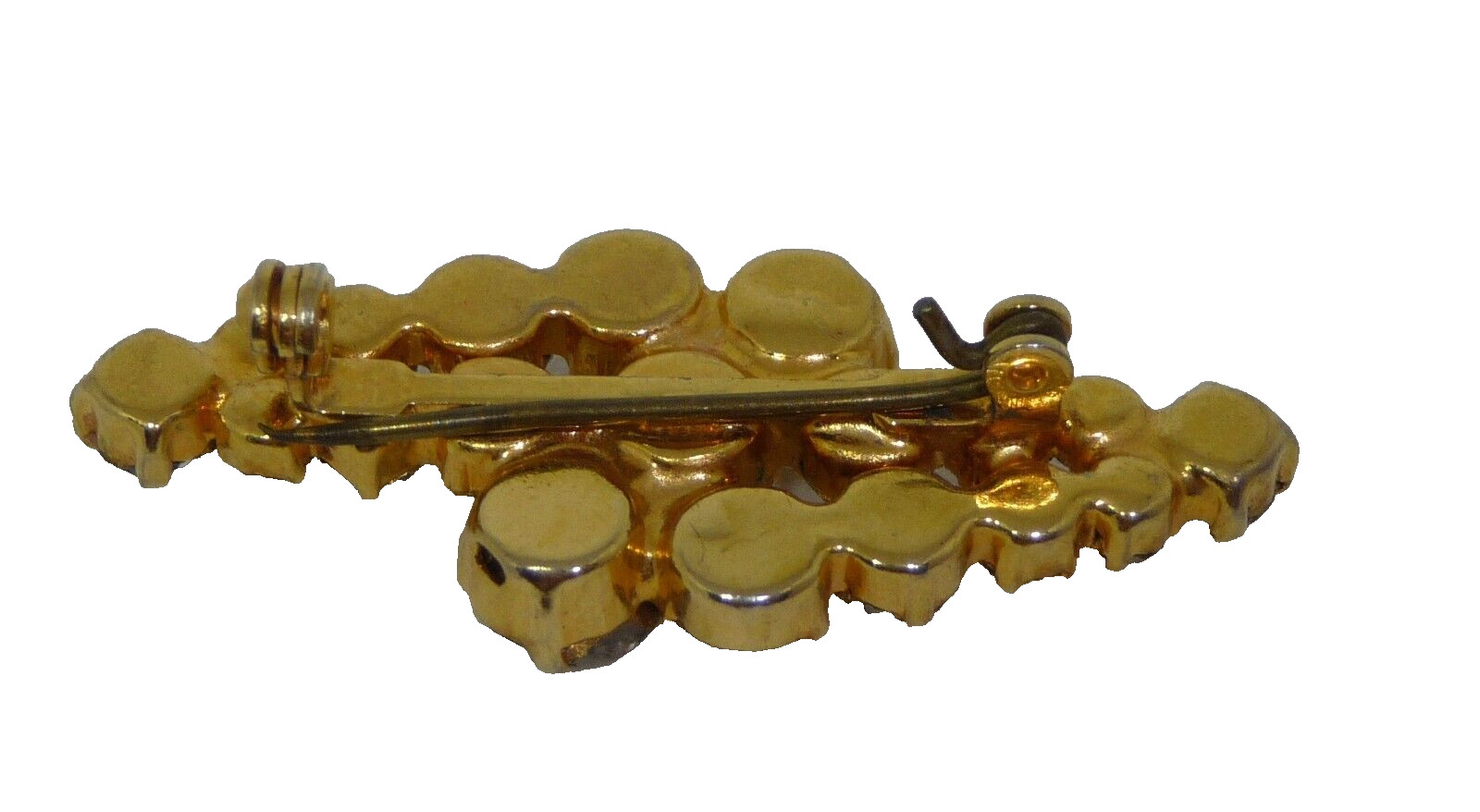 Vintage Gold Tone Clear Rhinestone Brooch Pin Bling USA Seller