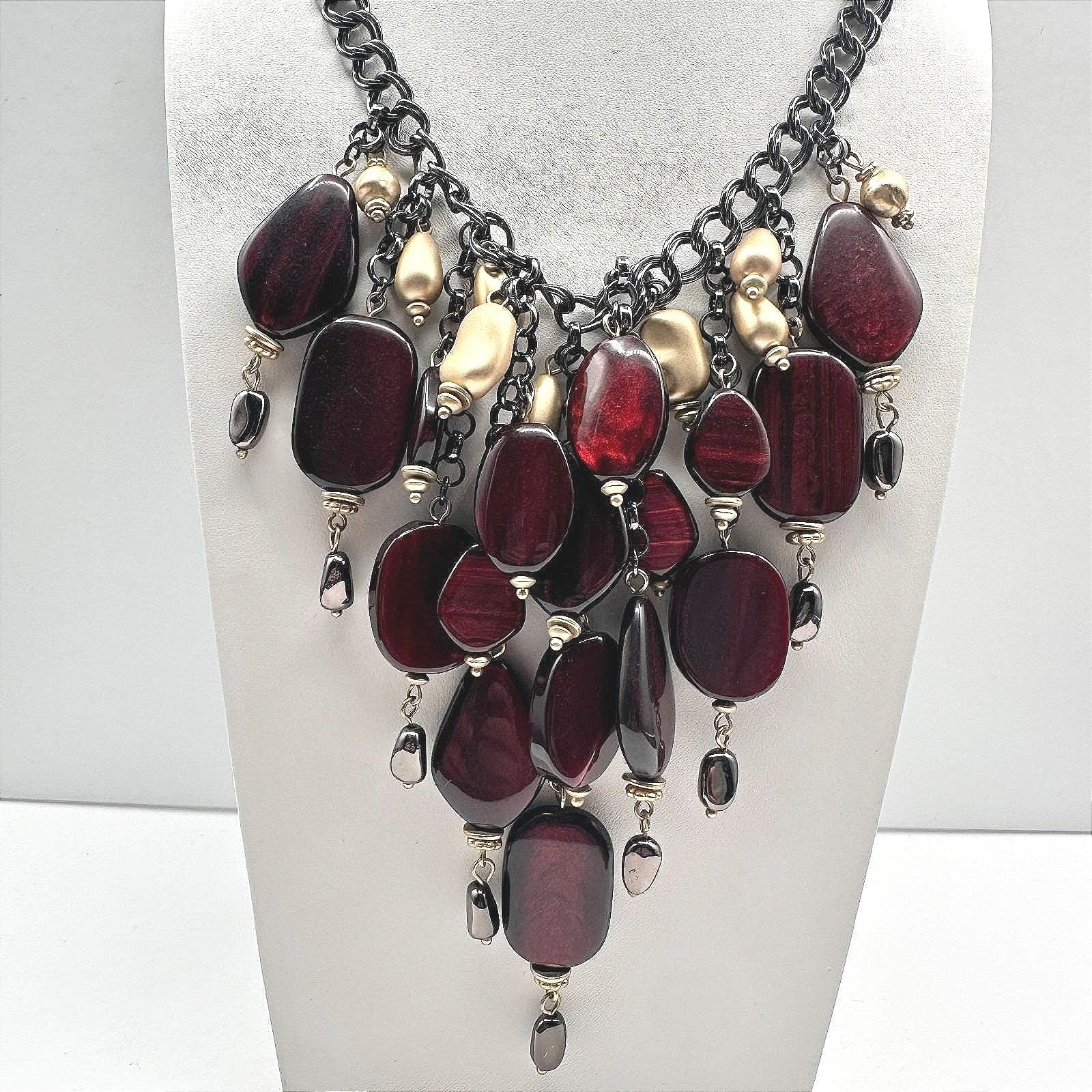 Vintage 90s Statement Chunky Bib Necklace Bold Boho Classic Women’s Jewelry