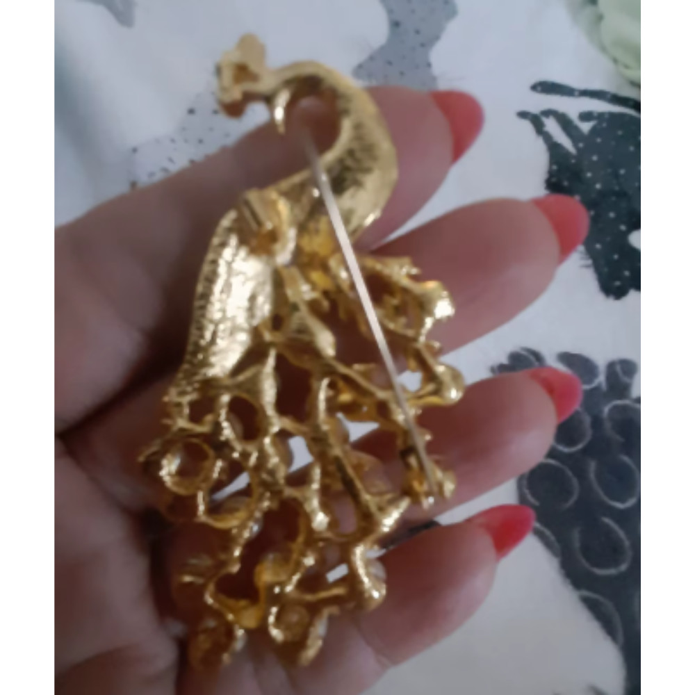 Vintage Style Peacock Bird Rhinestone Crystal White Bird Brooch Pin Pendant Gift