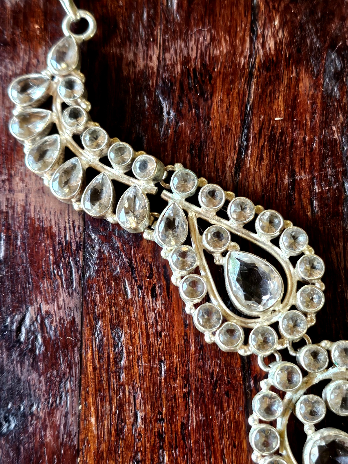 Vintage Sterling Silver Clear Rhinestone Wedding Necklace STUNNING ONE OF ONE