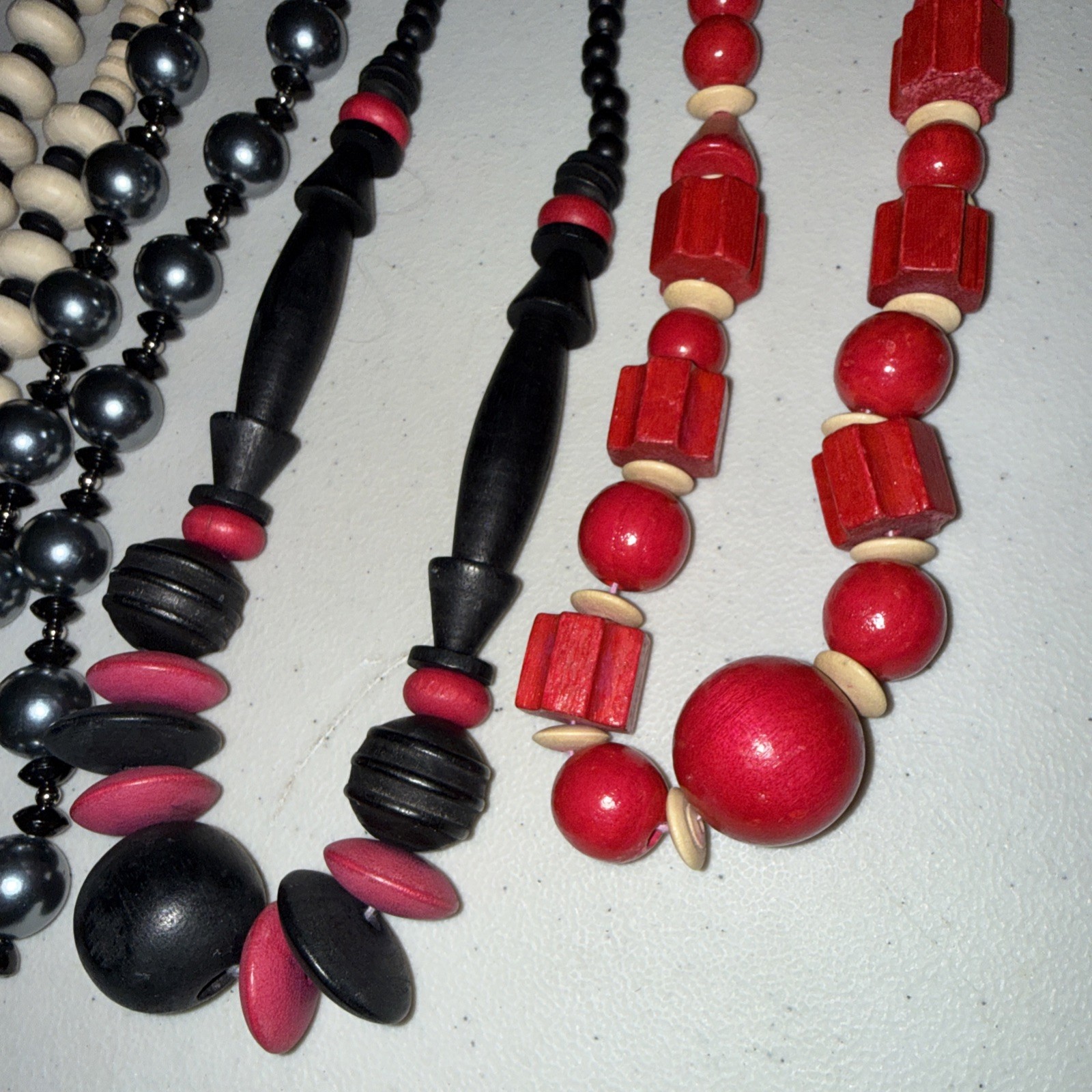 Vintage Lot Of 8 Big And Med. Beaded Necklaces Artsy Jewelry