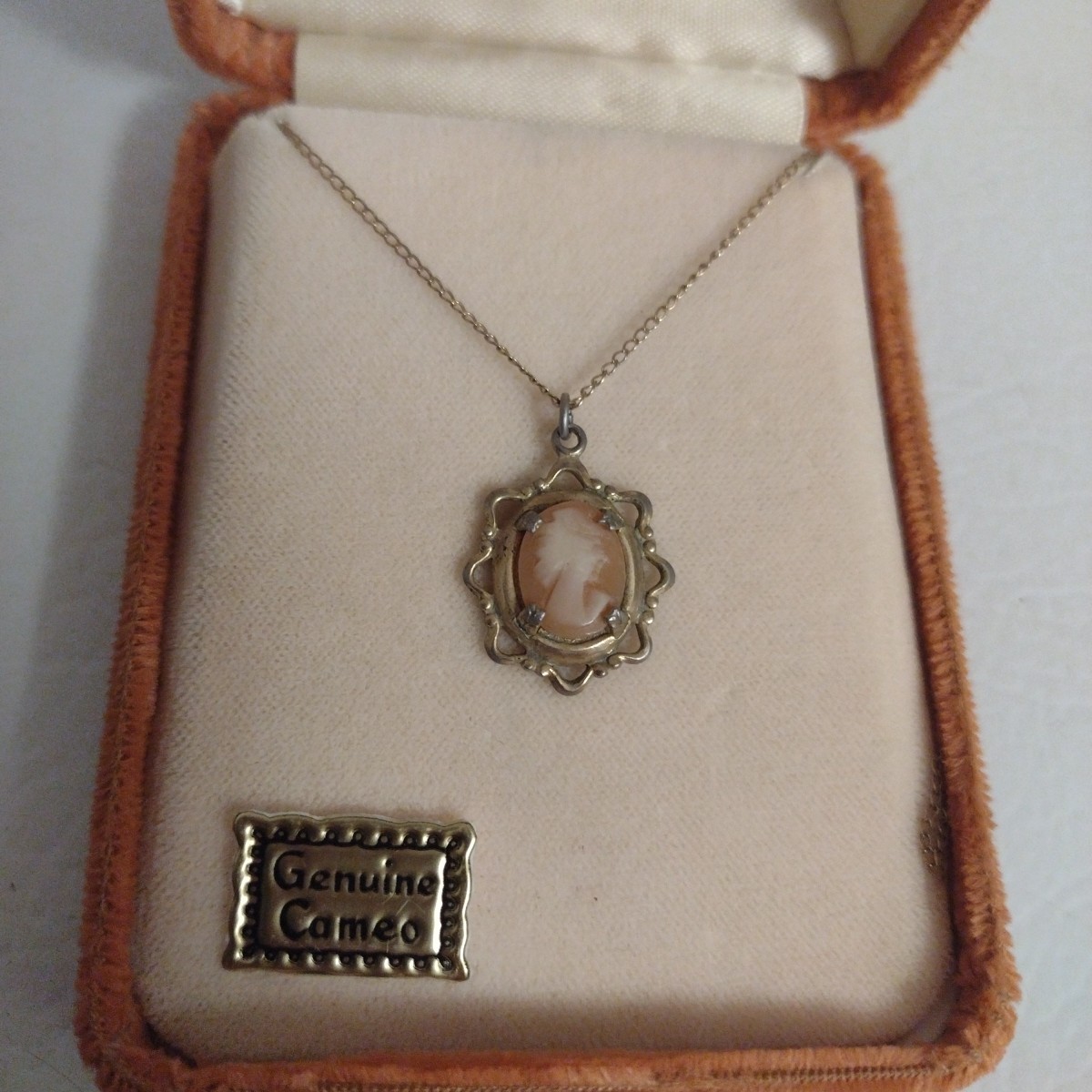 Vintage 1960s Marathon Genuine Cameo 12k Gf Gold Filled Necklace In Original Box