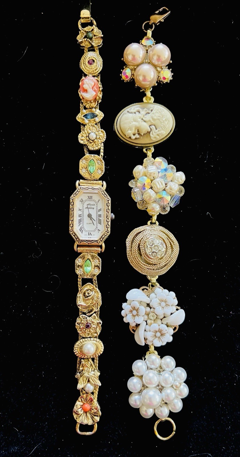 Vtg Estate Cameo Jewelry Artisan Painted Floral Romantic Victorian Revival Lot