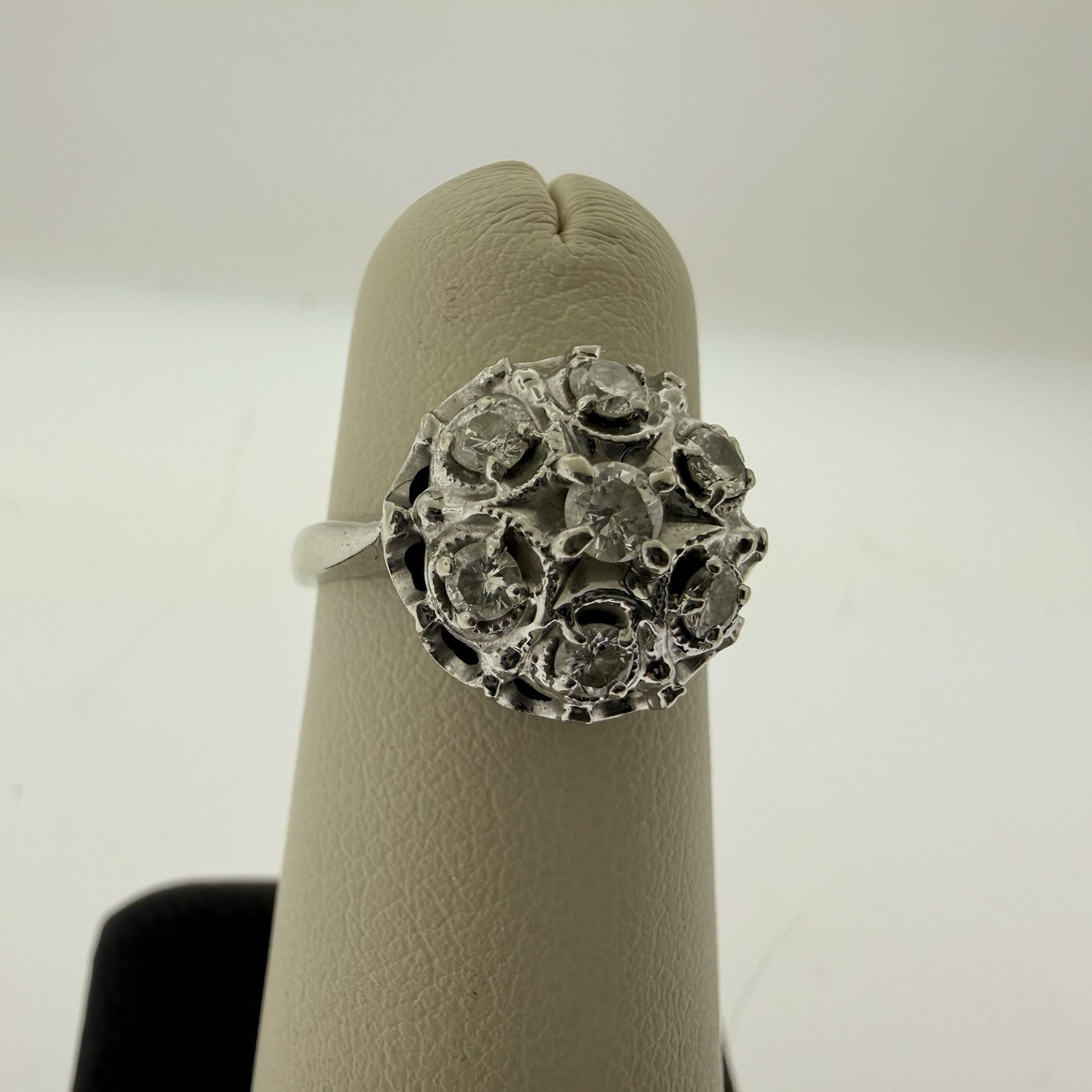 VINTAGE Estate 14k White Gold NATURAL Diamond 0.40CTTW Ring–Size 6