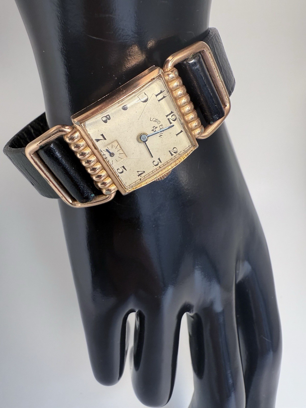 Vintage Lord Elgin Drivers Fancy Case Champagne Dial Watch! (It Works).