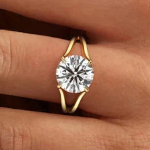 10K Yellow GoldFN With Round Cut 2.00CT White Moissanite Women’s Daily Wear Ring