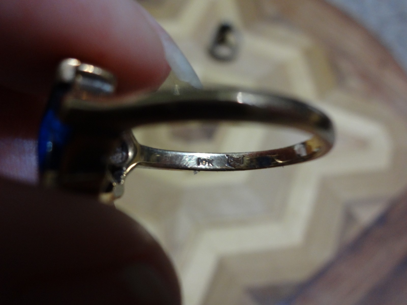 10k blue spinel art deco ring rectangle fancy cut size 8