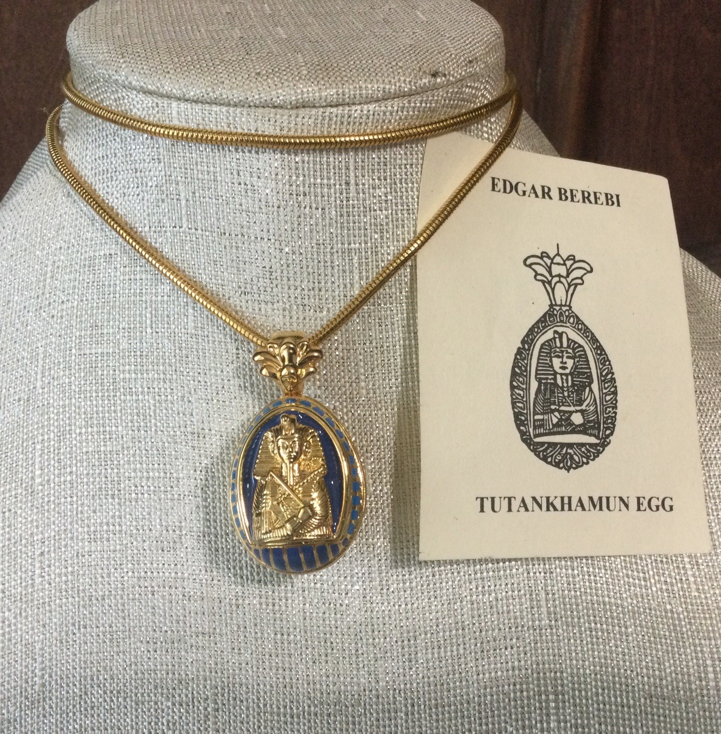 Vtg. Edgar Berebi Egyptian Collection King Tut,Bird, Egg Gold Tone Limited Ed