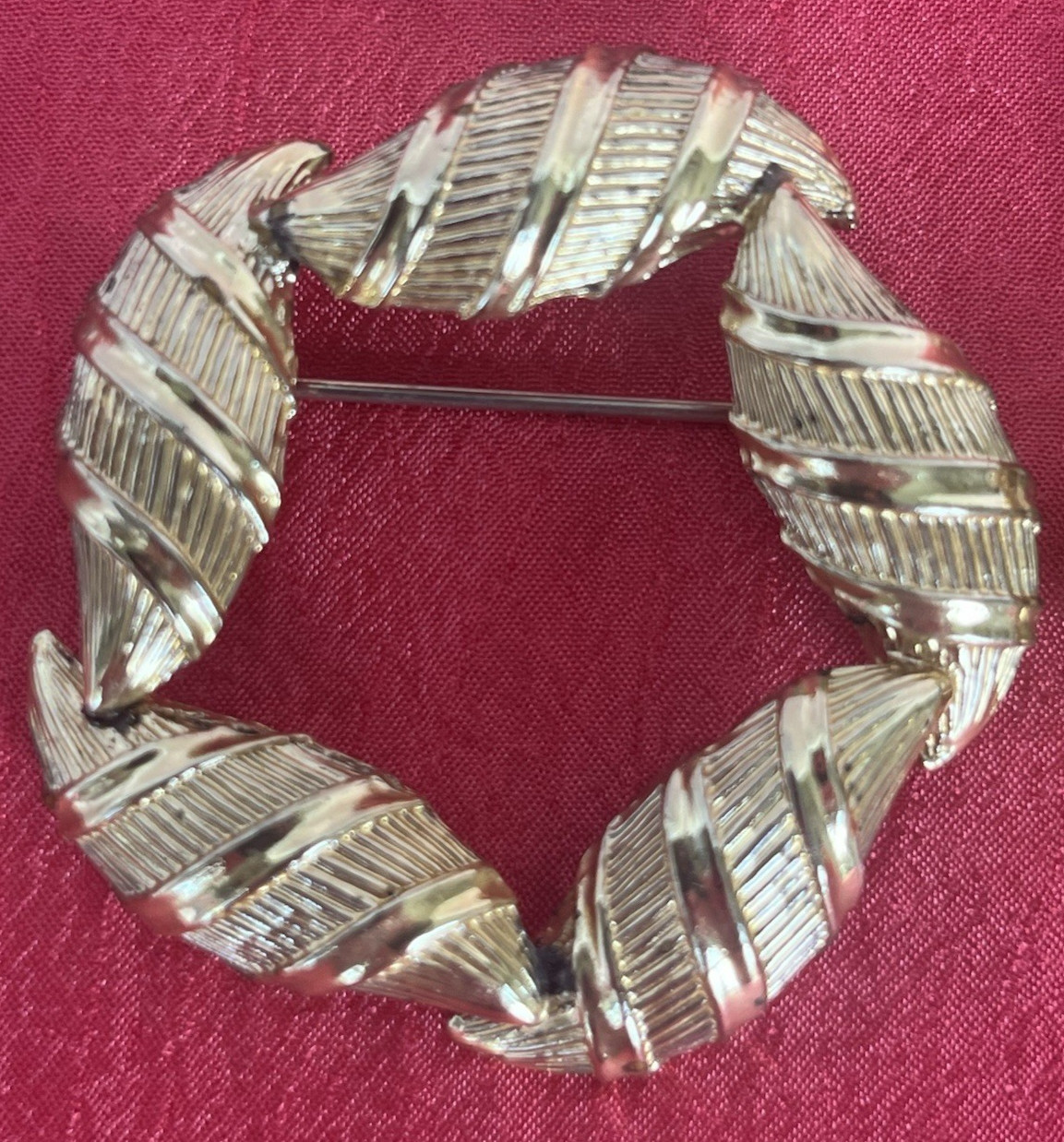 Two Vintage Signed Gold Tone Pin/Brooches- Shells & Flower Coro & Kramer- Look!