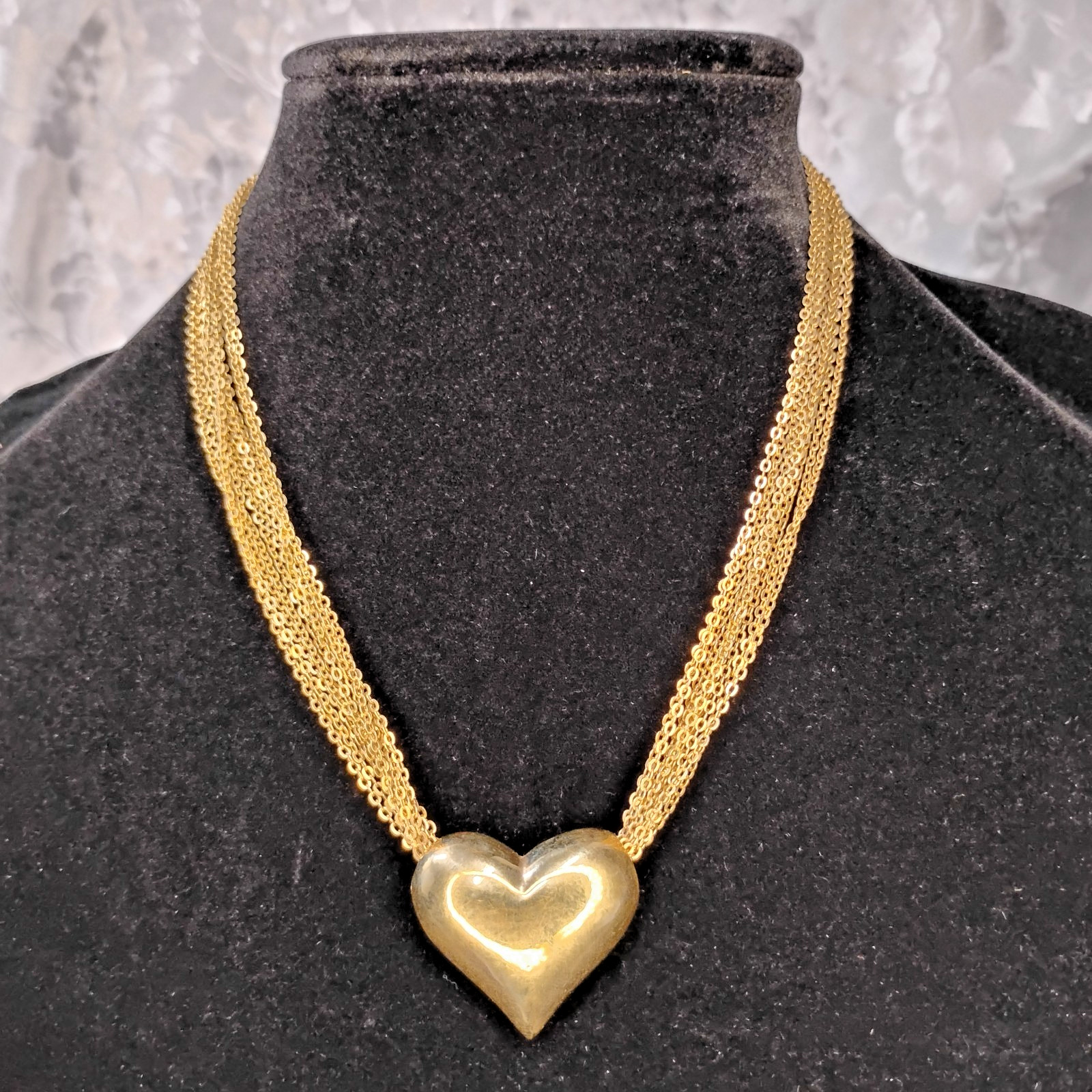 Heart Shape Pendant Necklace Multiple Chain Adjustable Brass Style Metal