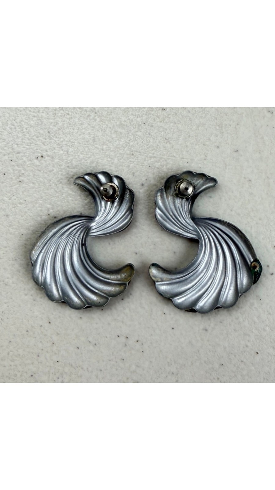 Vintage Rainbow Earrings 1990s Swirl Thin Enamel Colorful Pierced Earrings