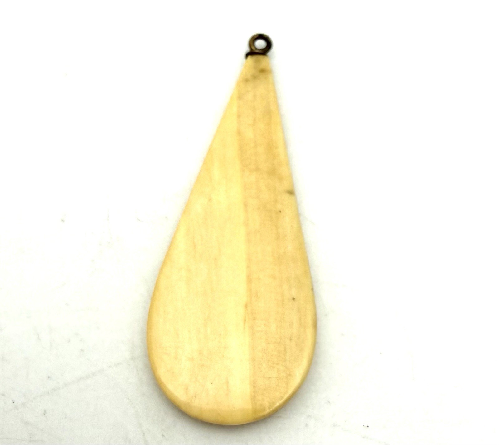 Scrimshaw Pendant Fishing Boat Elongated Teardrop Vintage