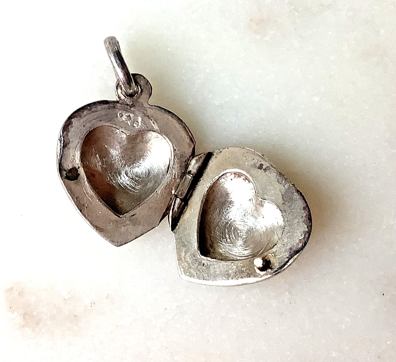 Vintage Sterling Puffy Heart Photo Locket Silver 925 Pendant Small Heart Charm