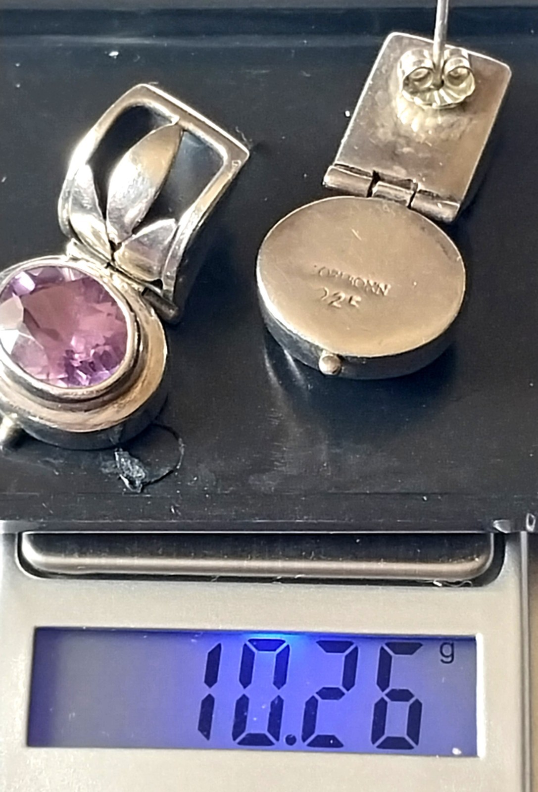 Lori Bonn 925 Sterling Silver Amethyst Earrings Pendant Set 19g Bali Vintage