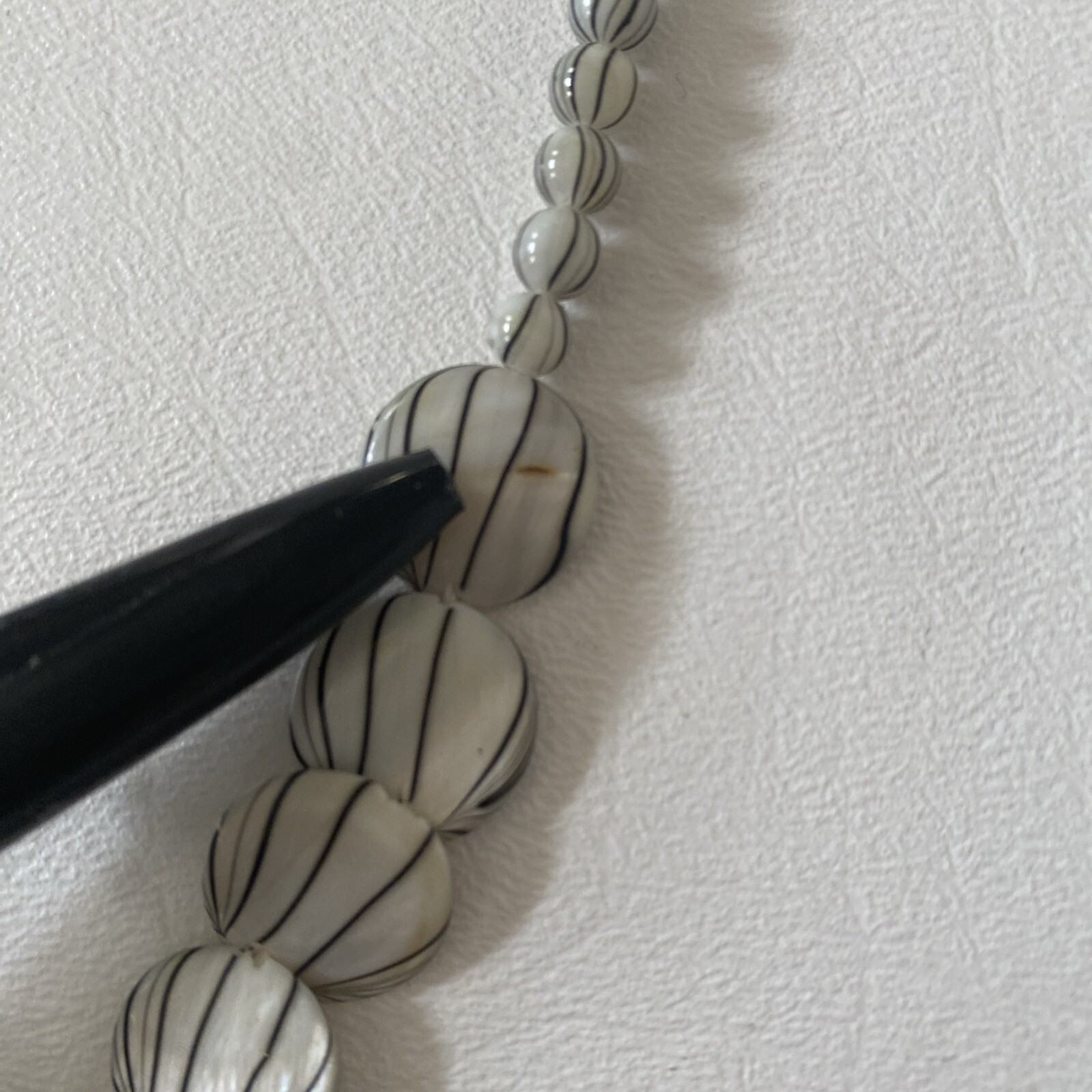 Reversible Vintage Bone Or Stone Bead Necklace – Flat Disk Beads – 18″ Lobster