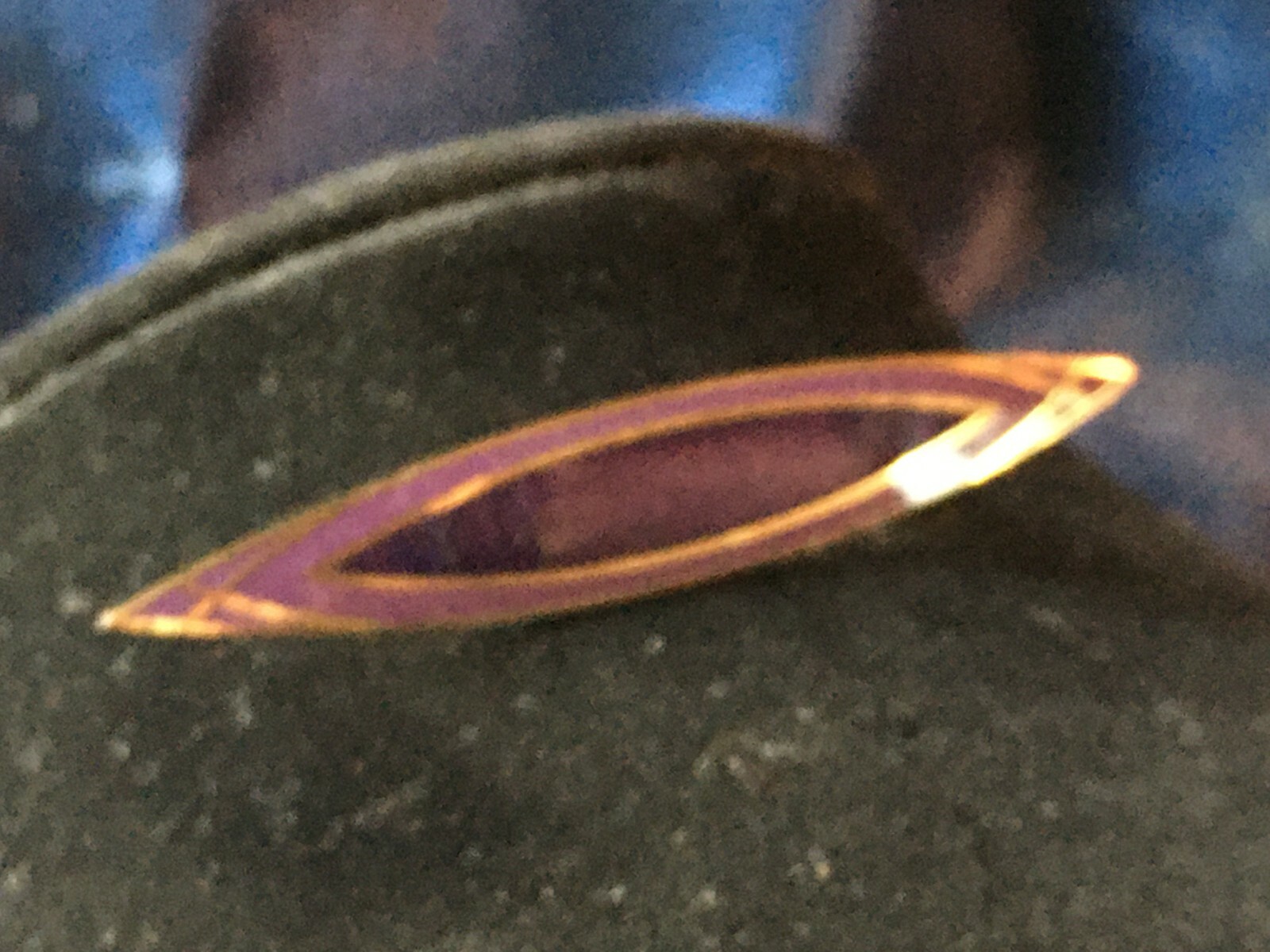 Vintage Elongated Arrow Purple Enamel Gold Tone 3″ Tie Bar Brooch -Animal Rescue