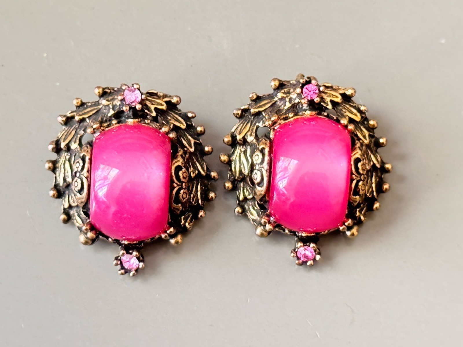 Vintage SELRO SELINI Baroque Necklace, Bracelet & Earring Set, Pink Moon Glow