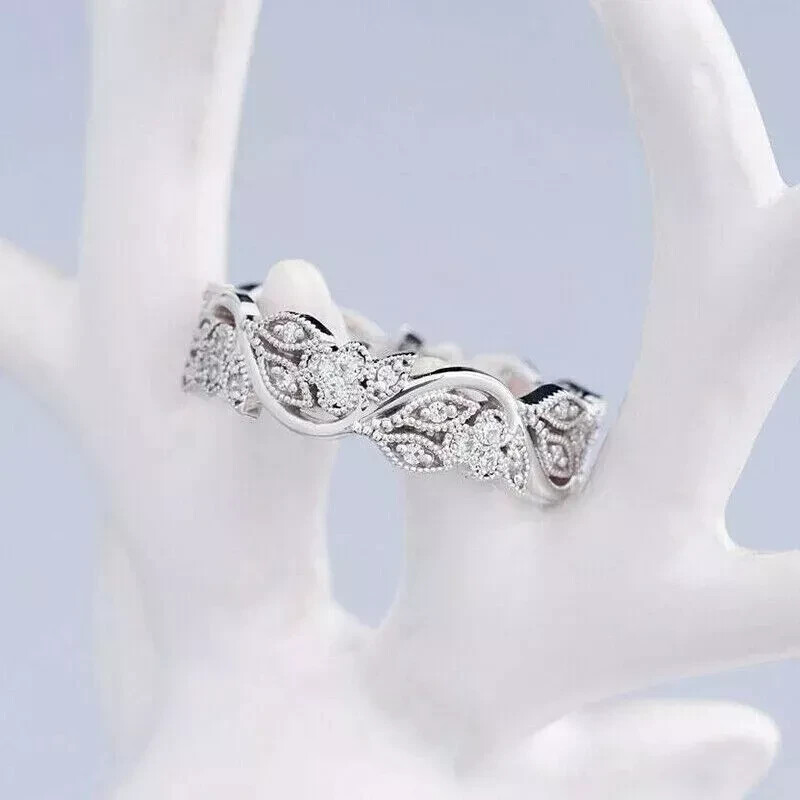 Art Deco Style Lab-Created Diamond Bridal Wedding Ring Set 14K White Gold Finish