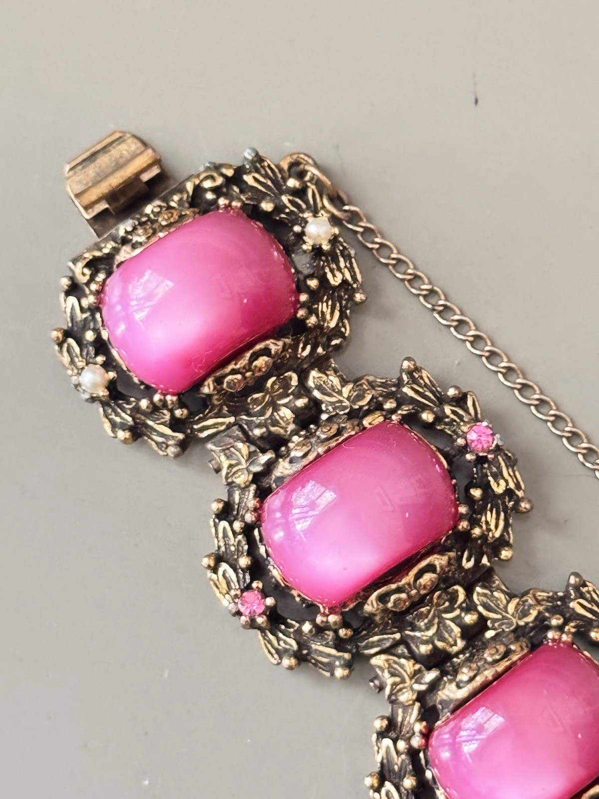 Vintage SELRO SELINI Baroque Necklace, Bracelet & Earring Set, Pink Moon Glow