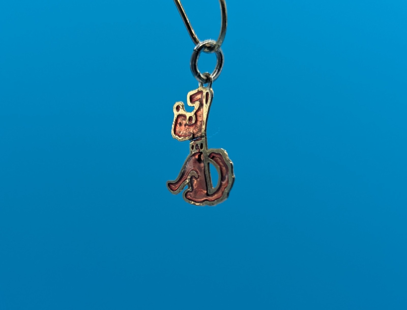RARE Antique Art Deco Dainty Scottie Terrier Dog Enamel Pendant Gold/Red Signed