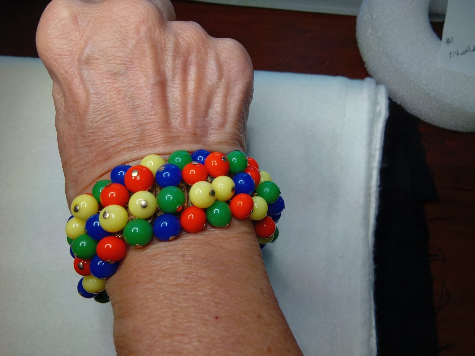 Vintage 1950’s Cha Cha Expansion Bracelet, Glass Multi Colored Beads
