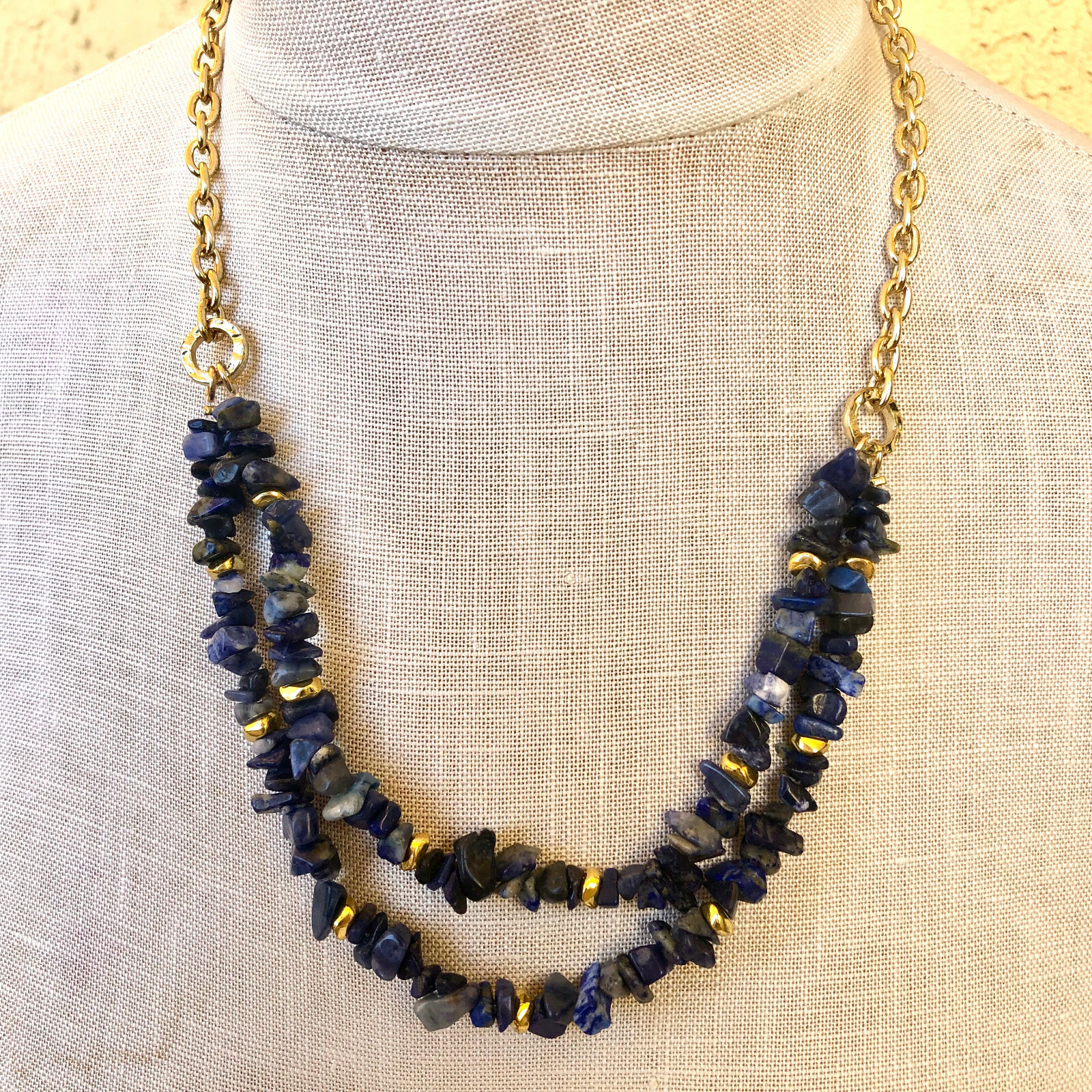 Lapis Necklace & Earring SET Lazuli Blue Natural Gravel Chip Gemstones