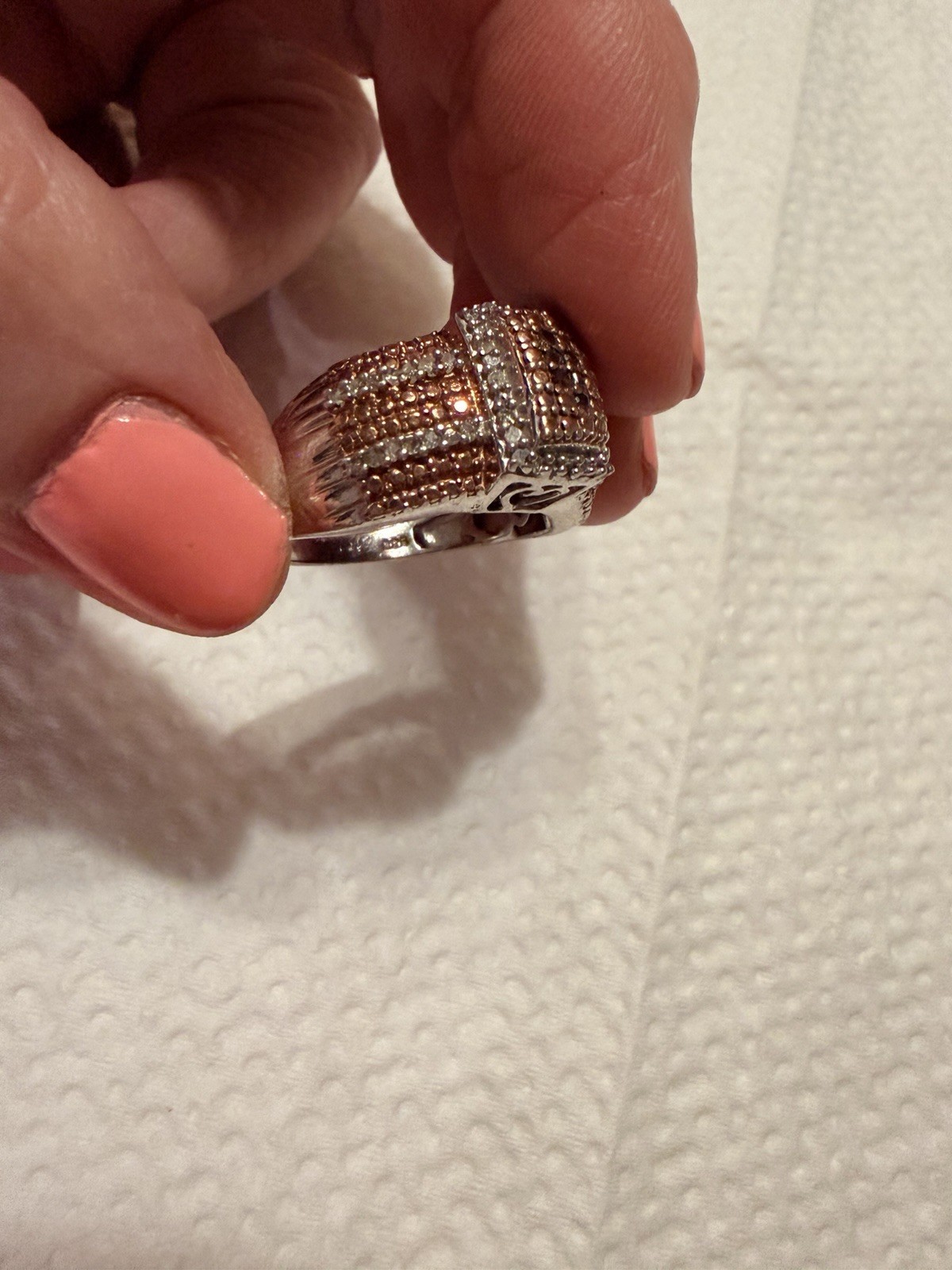 Vtg 925 SterSilver Diamond Pave’ Sz 9-5g Gorgeous Ring!