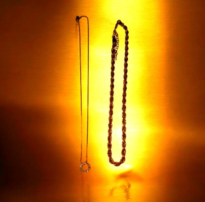 Vintage Estate Gold Tone Necklace Lot – 1980s Statement Rope & Rhinestone Halo