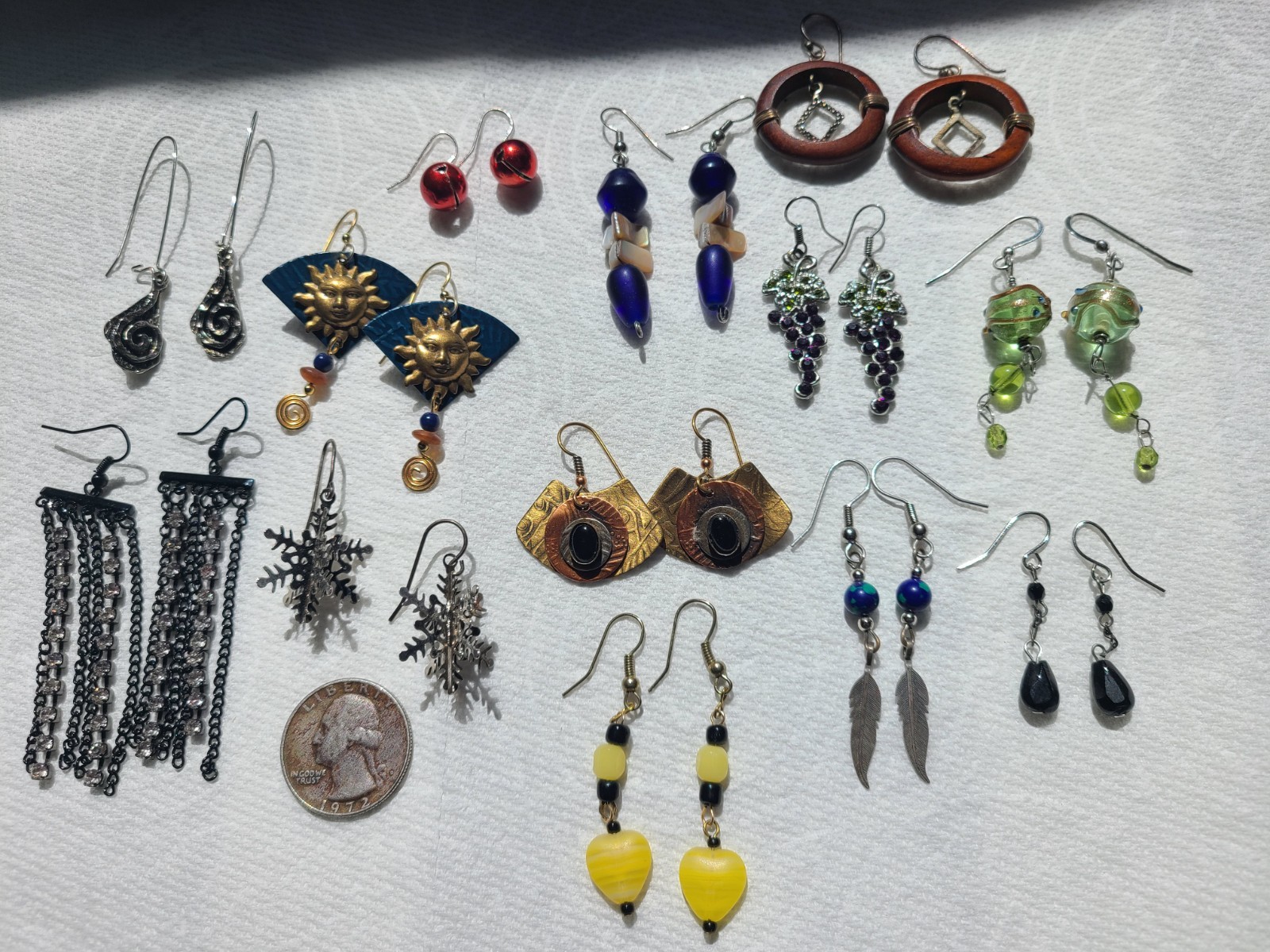 13 pr Colorful Vintage Estate Modern Costume Jewelry Earrings Lot Grapes Suns