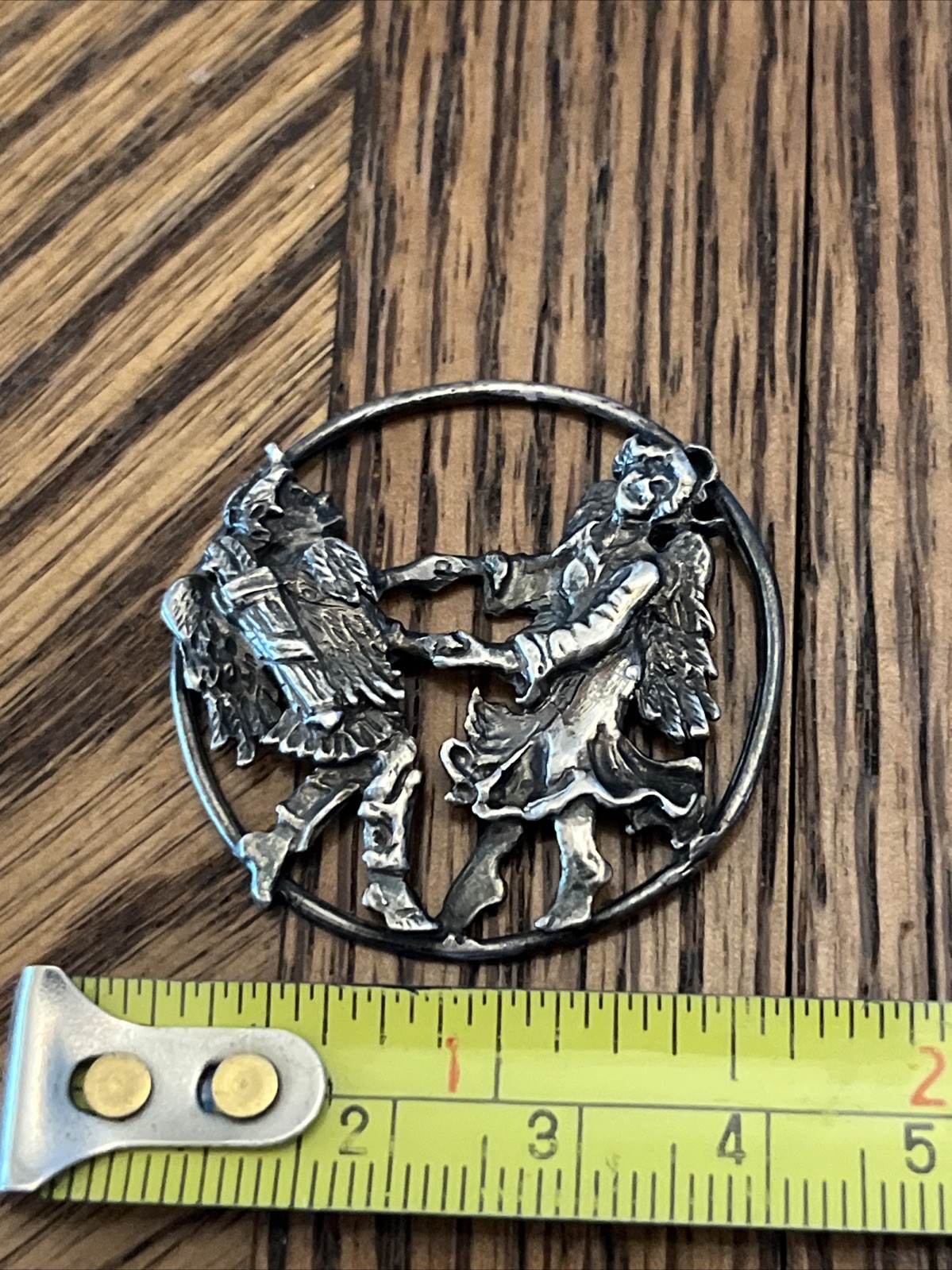 Vintage Cherub & Angel Dancing Artist Signed Sterling Neo Renaissance Pendant