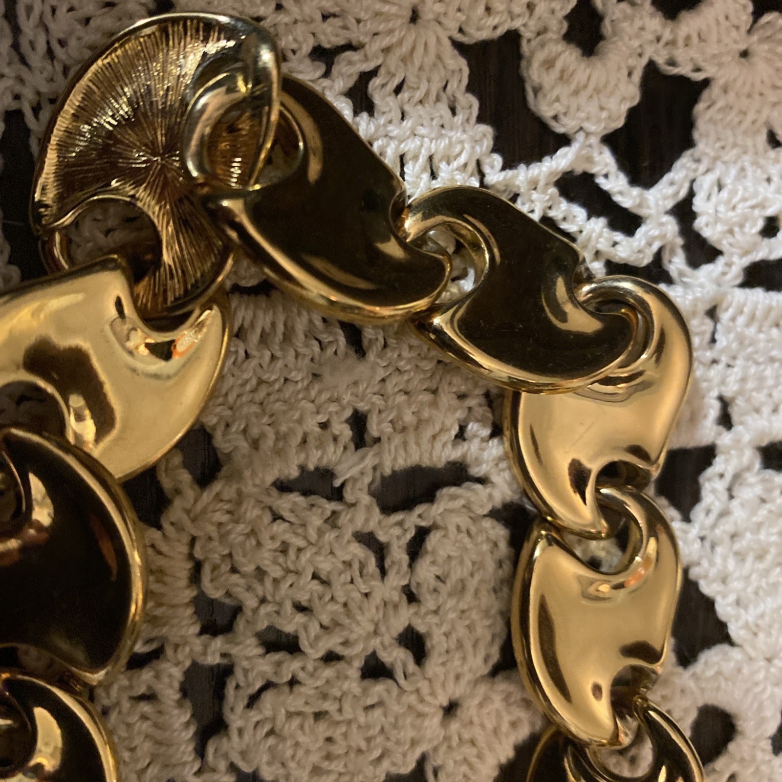 Vtg Monet Signed Gold Plate Panel Link Mariner Runway Glamour Statement Necklace