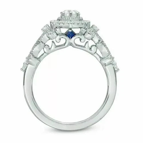 2.65Ct Art Deco Style Pear Cut Lab Created Diamond 925 Silver Anniversary Ring