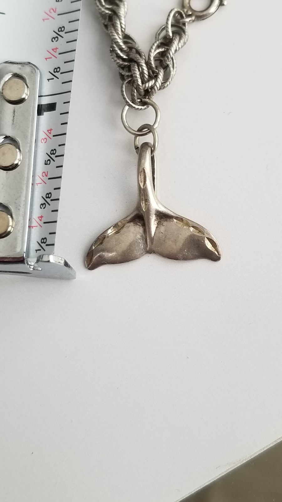 .75″ Vintage Sterling 925 SILVER Whale Tail no Bracelet CHARM Pendant