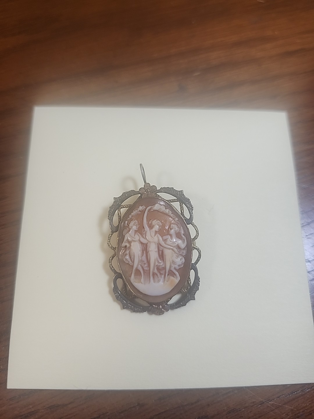 Vintage Hand Carved Shell Cameo Brooch Pendant. 3 Grace’s. Antique 1900s – 1940s