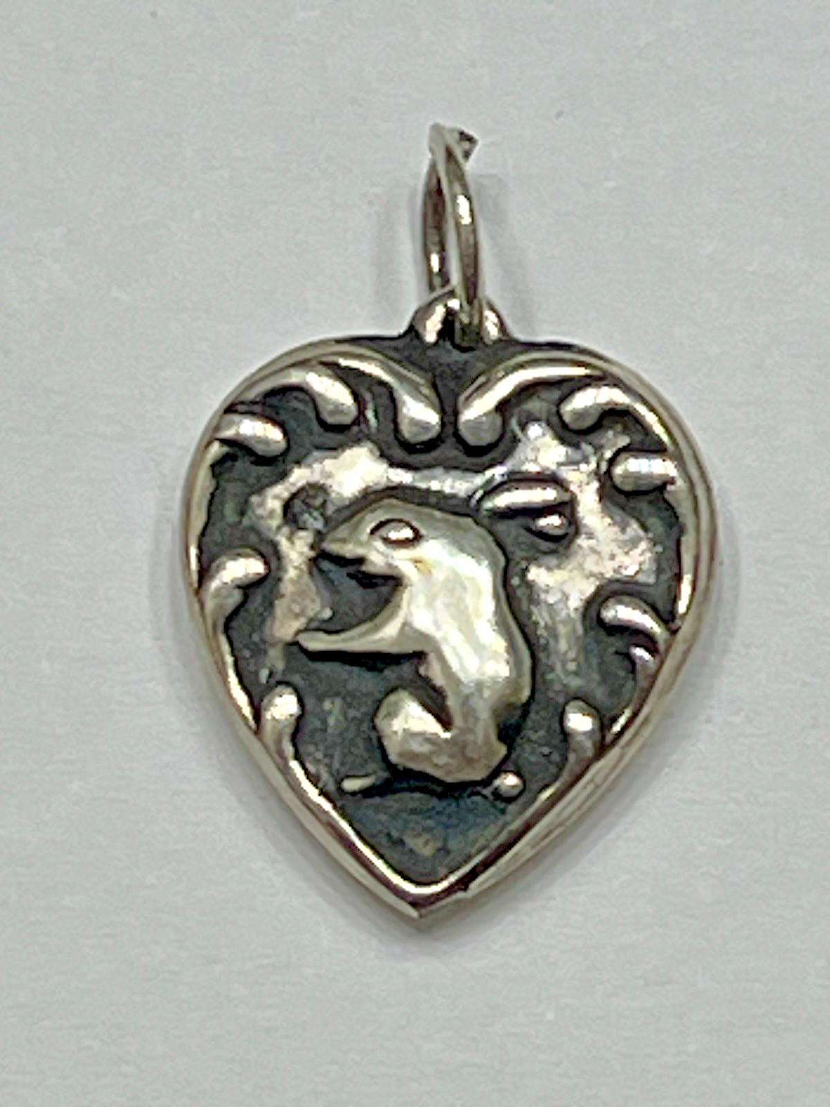 Estate Silver Heart Charm Pendant Bunny Rabbit Vintage Antique Puffy 925 US