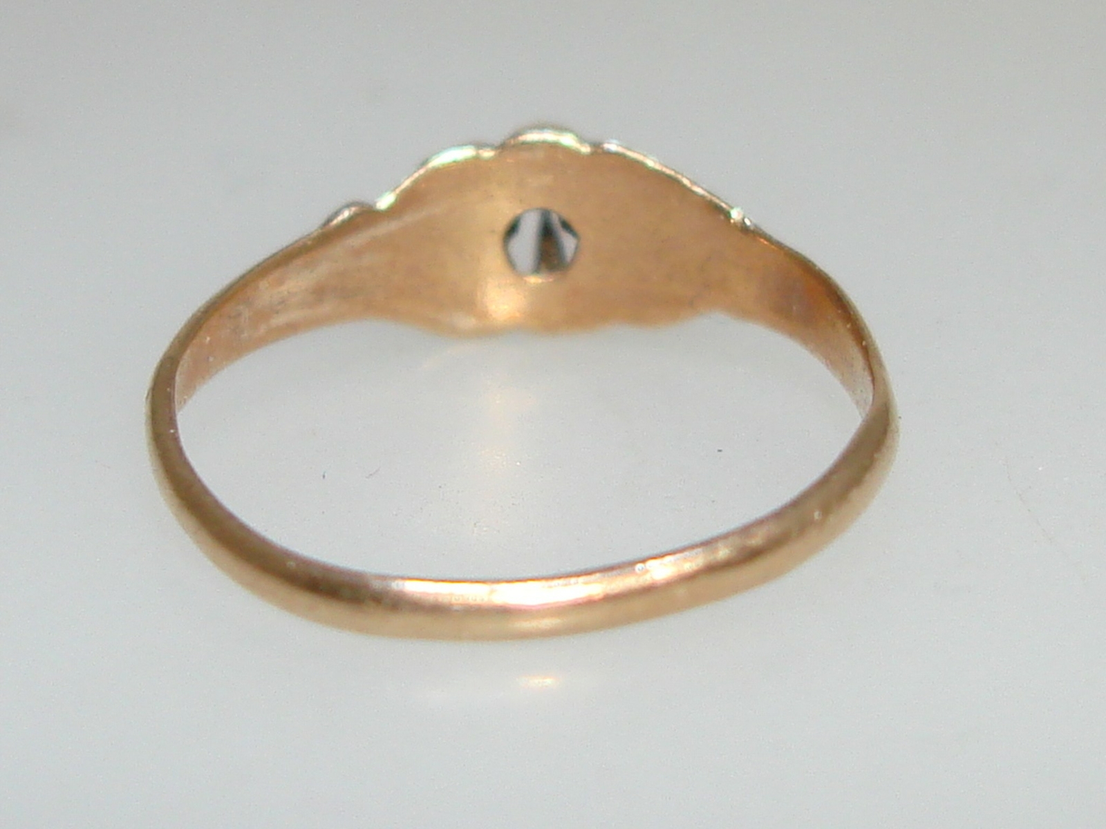ANTIQUE ART NOUVEAU 10K ROSE GOLD ROSE CUT DIAMOND BABY RING! RARE SETTING…