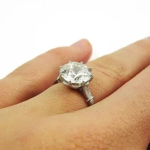 Art Deco Vintage Round Cut Lab Created Diamond 14K White Gold FN Engagement Ring
