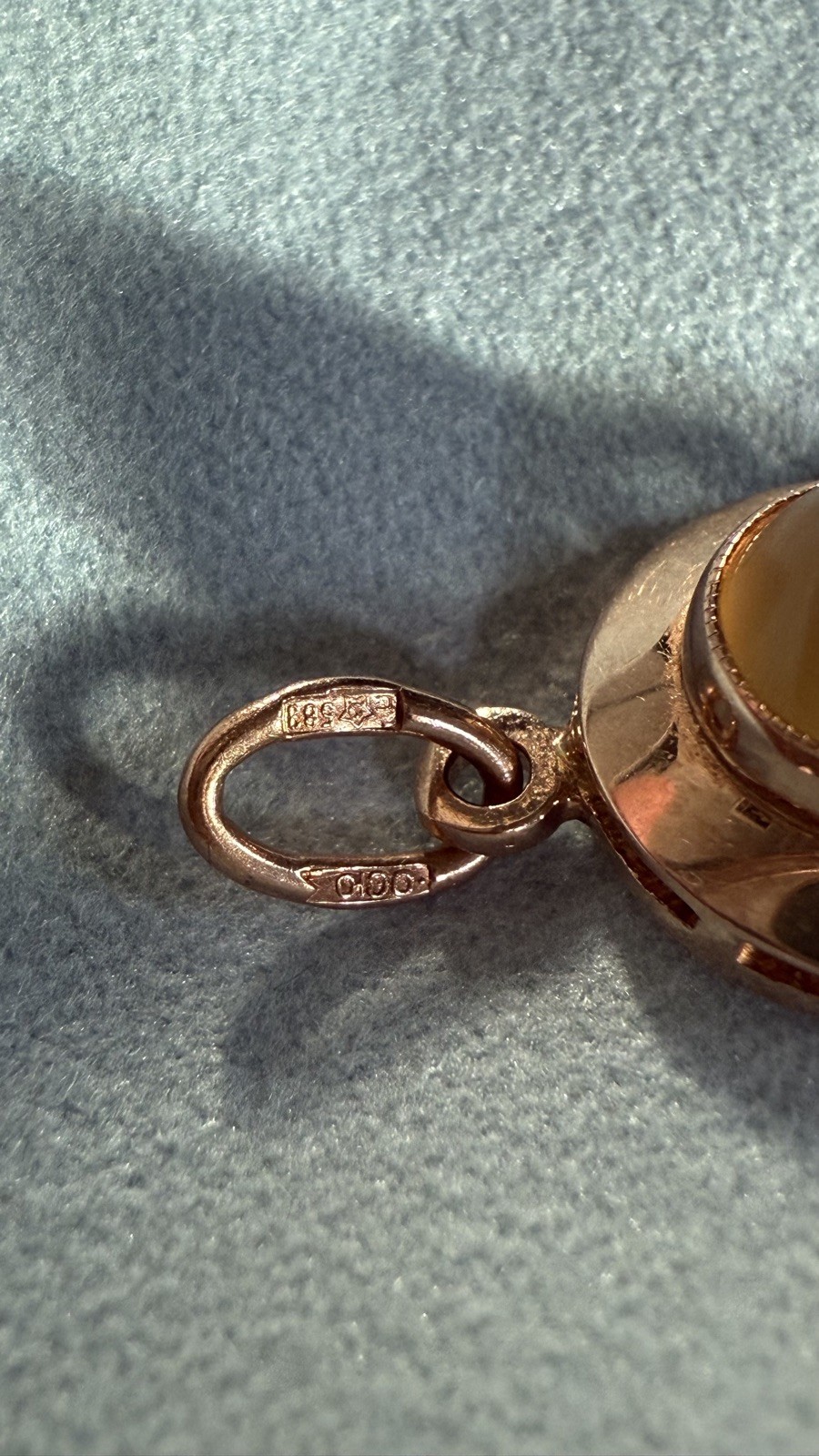 USSR Vintage Soviet Original Natural Cornelian Rose Gold Pendant 583 14K